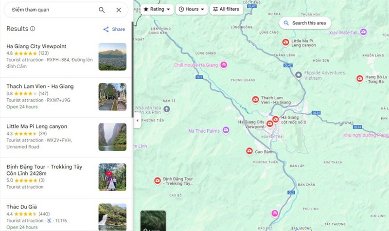 bản đồ du lịch thành phố hà giang