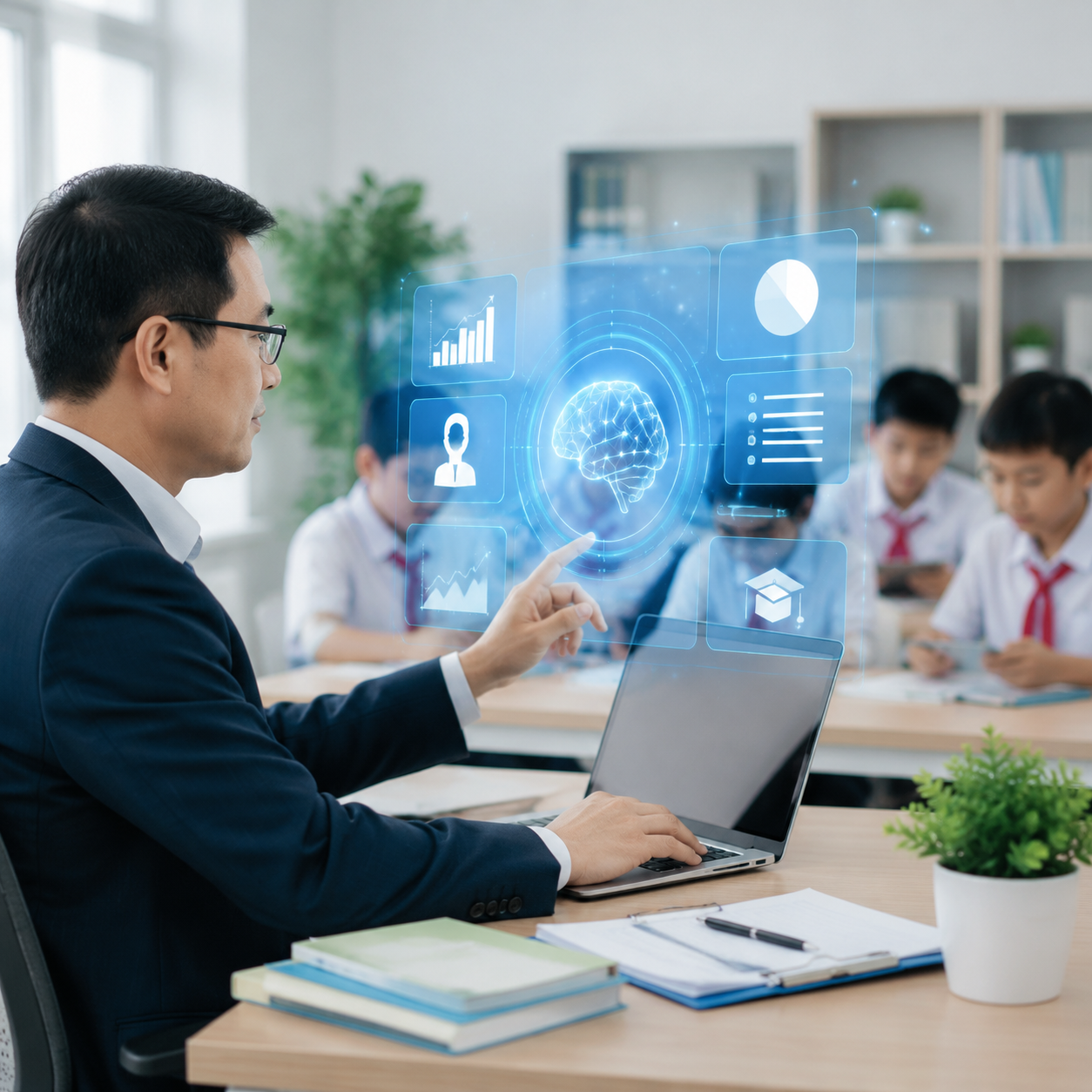 Ban giám hiệu quản lý trường bằng AI: Giải pháp số hoá toàn diện cho trường THCS Ban giám hiệu quản lý trường bằng AI: Giải pháp số hoá toàn diện cho trường THCS